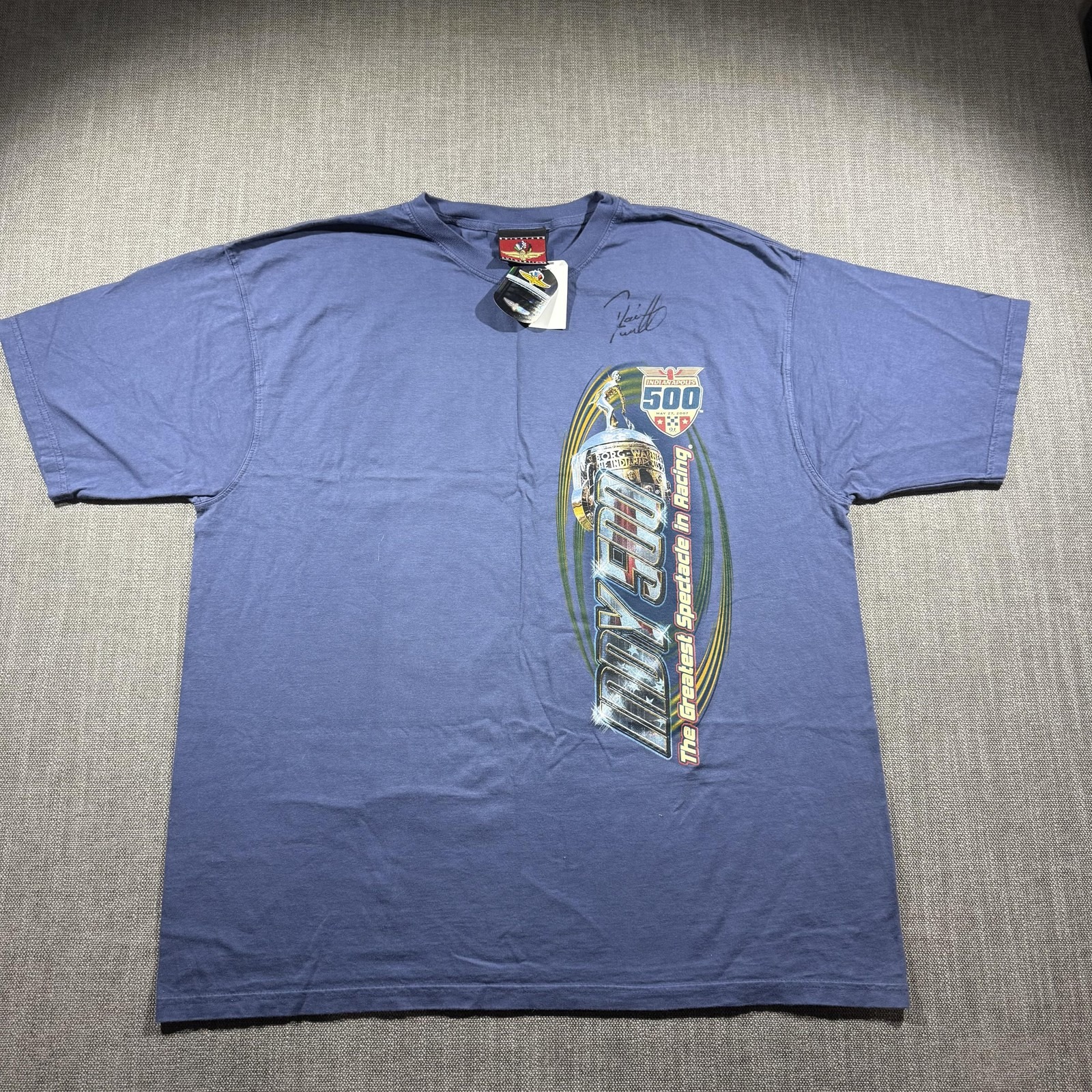 Indianapolis 500 Shirt Mens Xl Blue Racing Indy Signed Graphic Comfort Colors